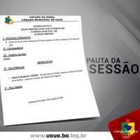 Pauta da 29ª sessão ordinária de 30 de outubro